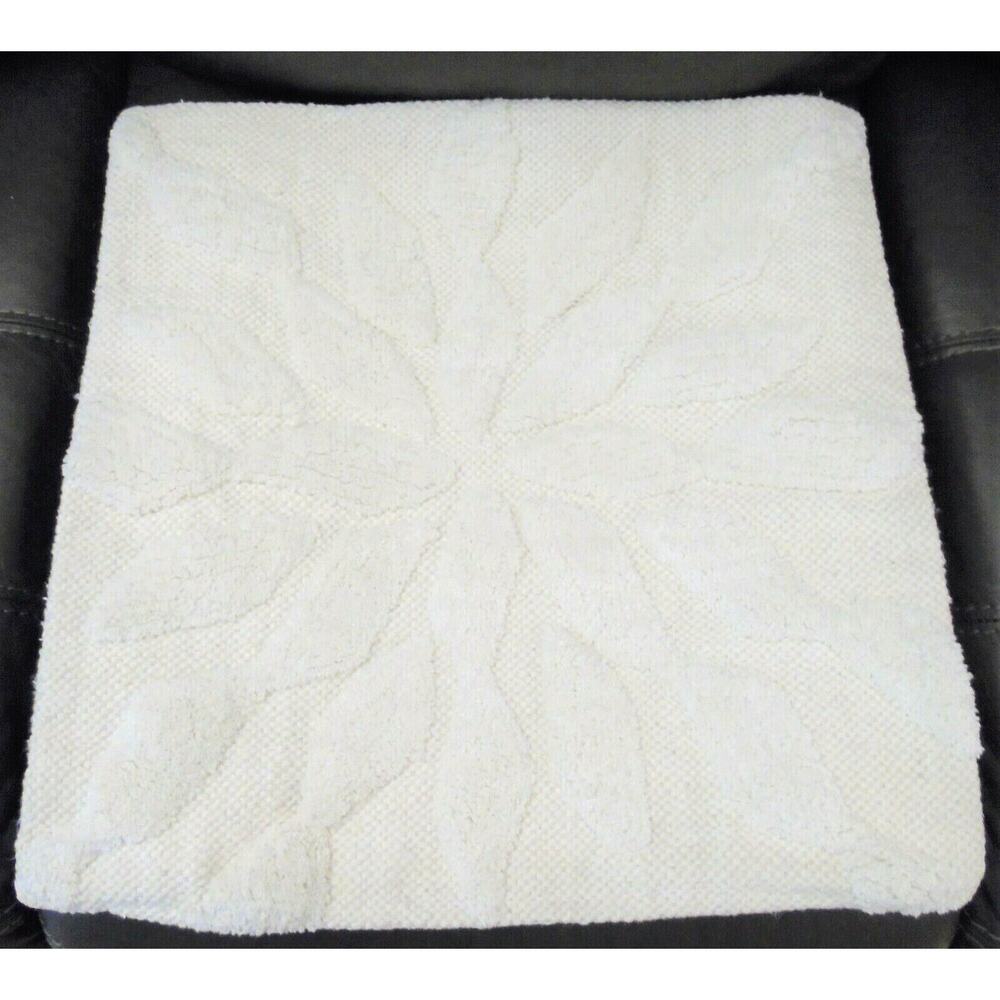 Textured Ivory White FLOWER PILLOW COVER 20x20 Cotton Weave Plush PB x Obetee